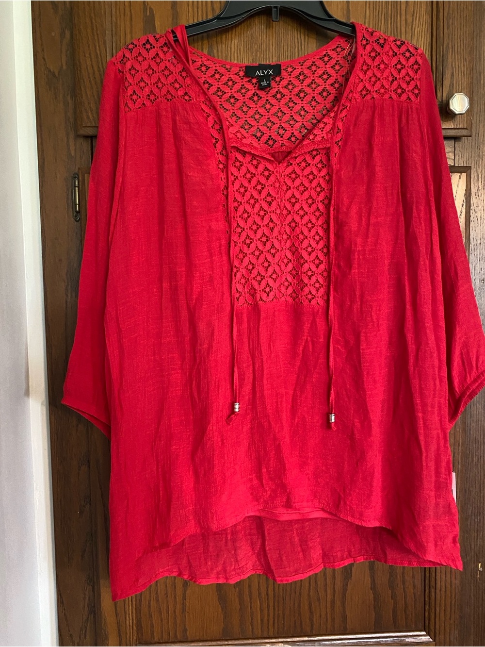 ALYX Red Crochet Yoke Tunic Top